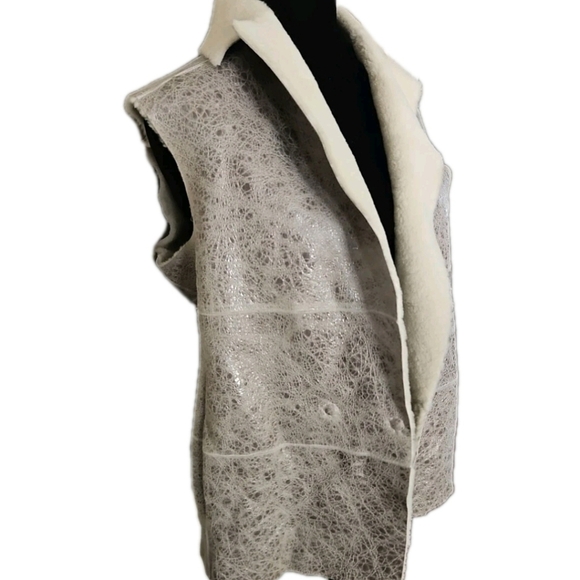Fabiana Filippi Womens Green Gray Capo Reversible Shearling Designer Vest XXS - Picture 6 of 16